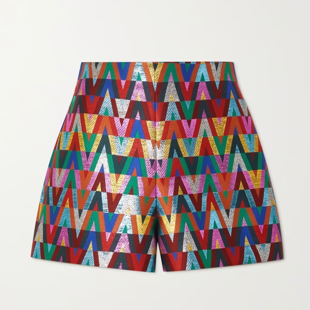 NWT Valentino Garavani Metallic V Logo Jacquard Shorts sz 42